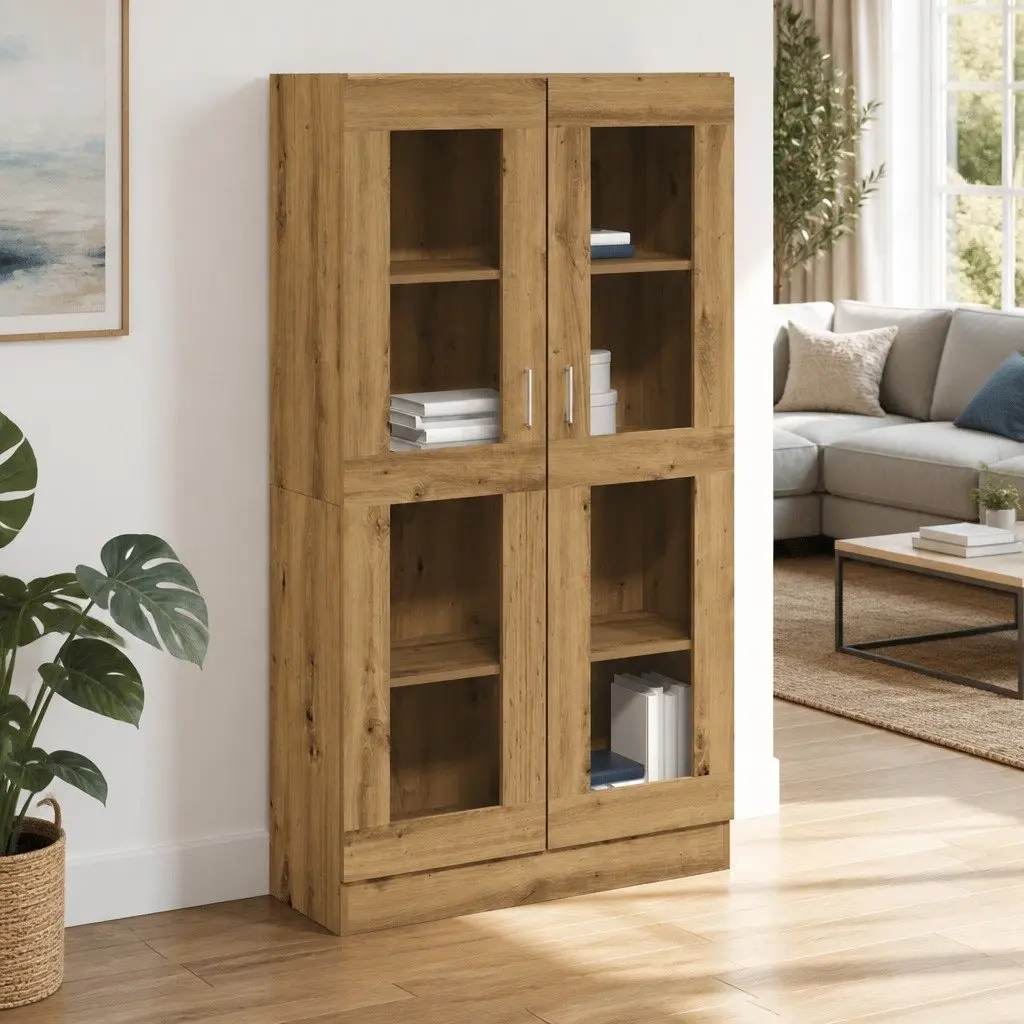 Storage Cabinet Engineered Wood Highboard 150cm Brown Standing Shelf