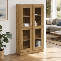 Brown Engineered Wood Highboard Storage Cabinet 150cm