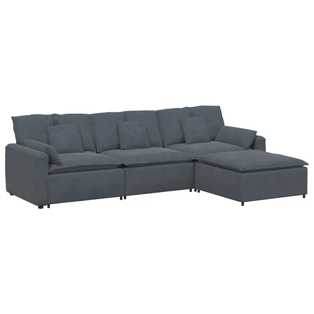 Modular Sofa Dark Grey Flexible Seating 4 Piece