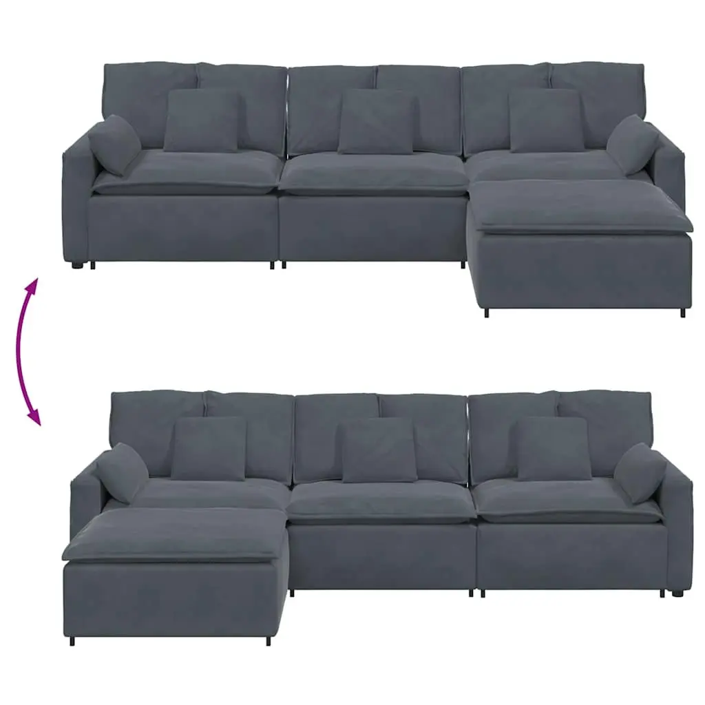 Modular Sofa Dark Grey Flexible Seating 4 Piece