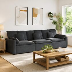 Three-Section Modular Sofa Sectional with Grey Velvet