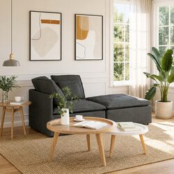 Modular Sectional Sofa with Metal Frame and Footstool