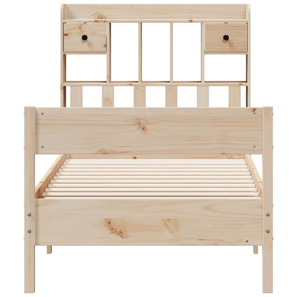 Bookcase Bed Frame Solid Pine Wood 90x190cm Brown Bedroom Furniture Headboard