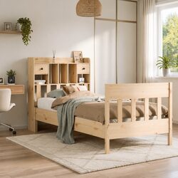Bed Frame 90x190 cm Solid Pine with Slatted Base and Drawers
