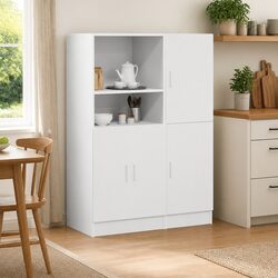 2 Piece Engineered Wood Kitchen Cabinet Set in White