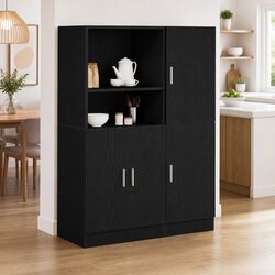 2 Piece Wall Mounted Kitchen Cabinet Set in Black