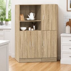 2-Piece Kitchen Cabinet Set with Engineered Wood Shelves