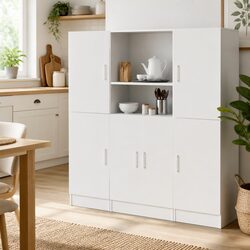 Wall Mounted Kitchen Cabinet Set - 3 Piece White Organizer
