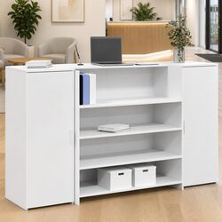 180x50x103.5 cm White Engineered Wood Reception Desk