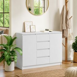 Functional White Engineered Wood Sideboard with Drawers