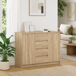 Engineered Wood Sideboard with Drawers in Sonoma Oak Brown