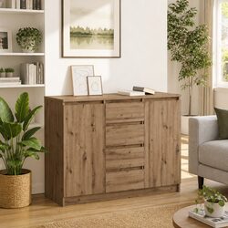 Engineered Wood Sideboard Storage Cabinet with Drawers and Shelves