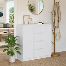 Functional White Sideboard with Engineered Wood Storage