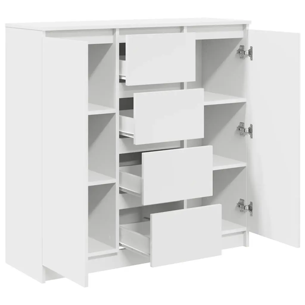 Sideboard with Drawers White Engineered Wood Storage Cabinet 100.5cm x 35cm x 98.5cm