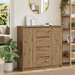 Storage Cabinet with Drawers and Doors in Brown Finish