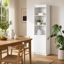 Engineered Wood Highboard Storage Cabinet White 50x35x180cm