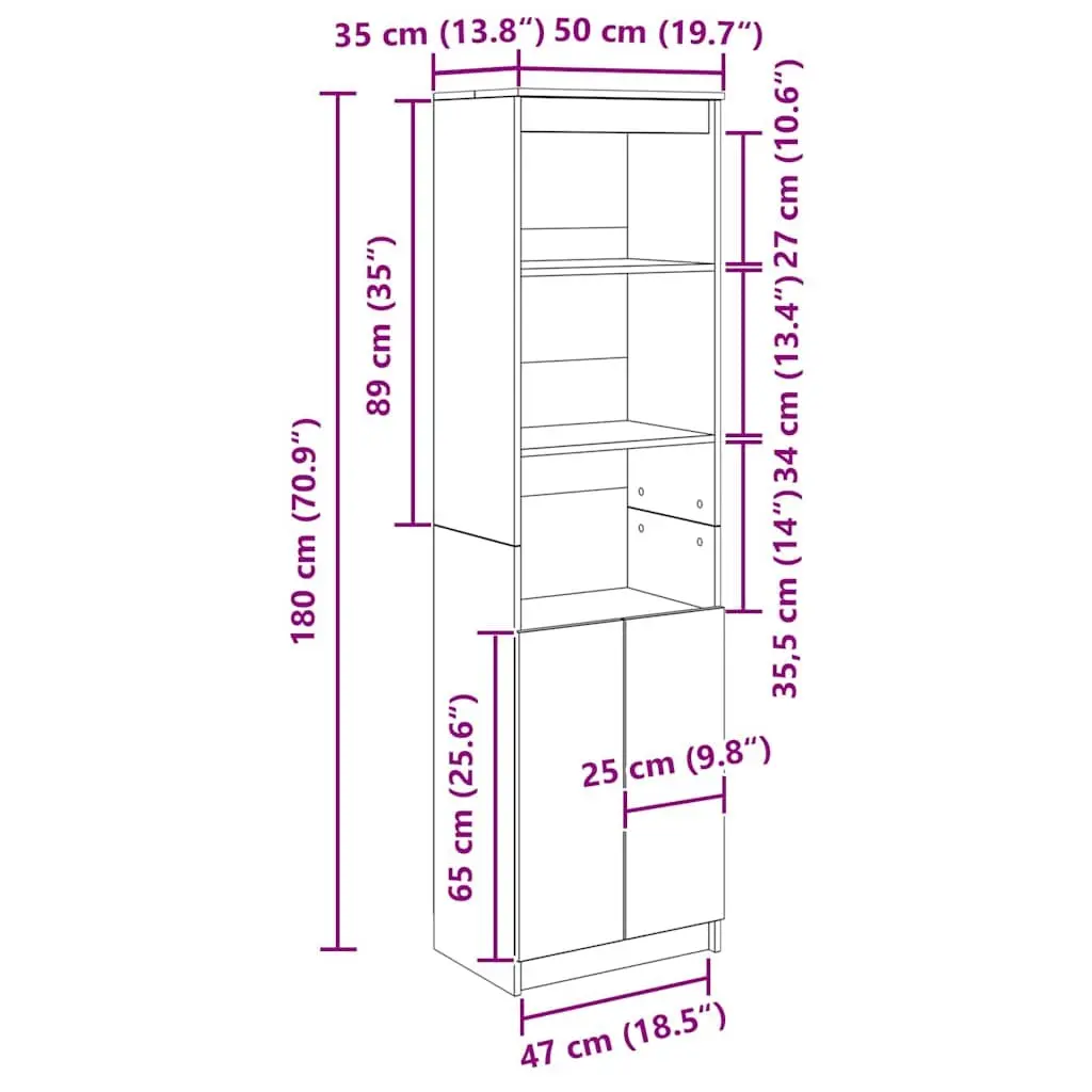 Tall Brown Engineered Wood Highboard Storage Cabinet for Organizing Dining Essentials and Household Items