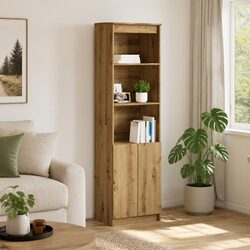 Engineered Wood Tall Cupboard Storage Cabinet in Brown