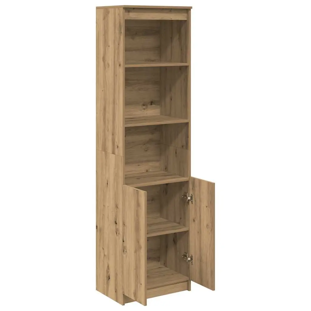 Highboard Storage Cabinet Brown Engineered Wood Tall Cupboard Sideboard
