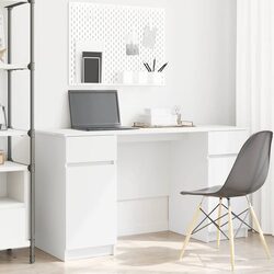 Chic White Engineered Wood Desk for Contemporary Spaces