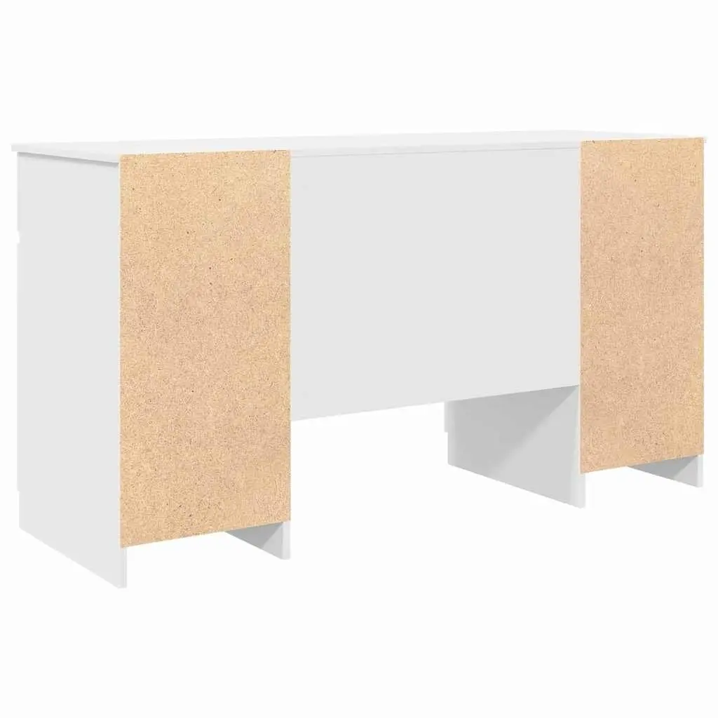 Engineered Wood Desk with Drawer Storage Modern Compact Rectangular White