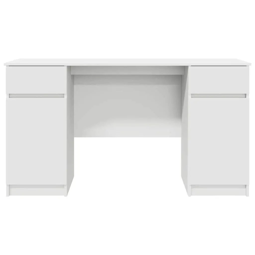 Engineered Wood Desk with Drawer Storage Modern Compact Rectangular White
