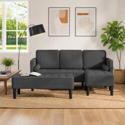 2-Piece Grey Modular Sofa Set with Engineered Wood Frame