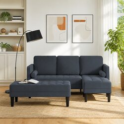 Two-Piece Modular Sofa Set in Dark Grey Polyester