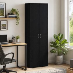 Engineered Wood Black Filing Cabinet with Practical Storage