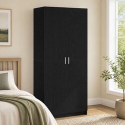 Black Storage Cabinet with Hinged Doors, 80 x 50.5 x 180 cm