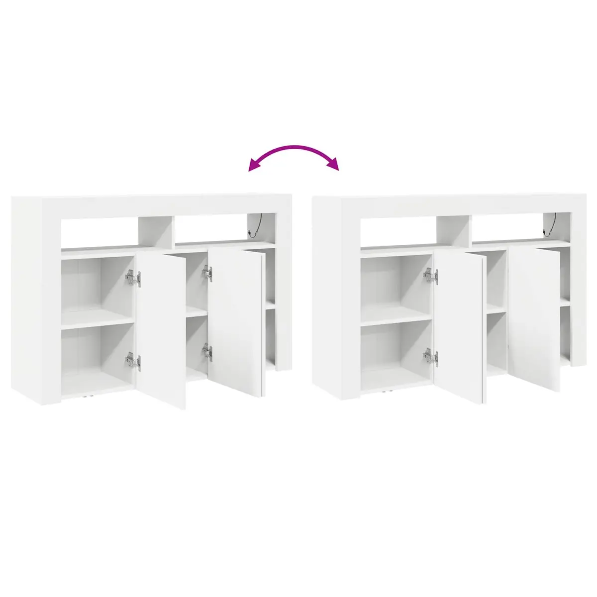Sideboard with RGB LED Lights Modern Engineered Wood White 116 x 30 x 75 cm
