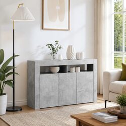 Grey Engineered Wood Sideboard with RGB LED Features