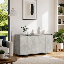 Engineered Wood Grey Sideboard with Hinge Door Access