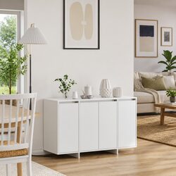 White Rectangular Sideboard Storage Cabinet with Shelves