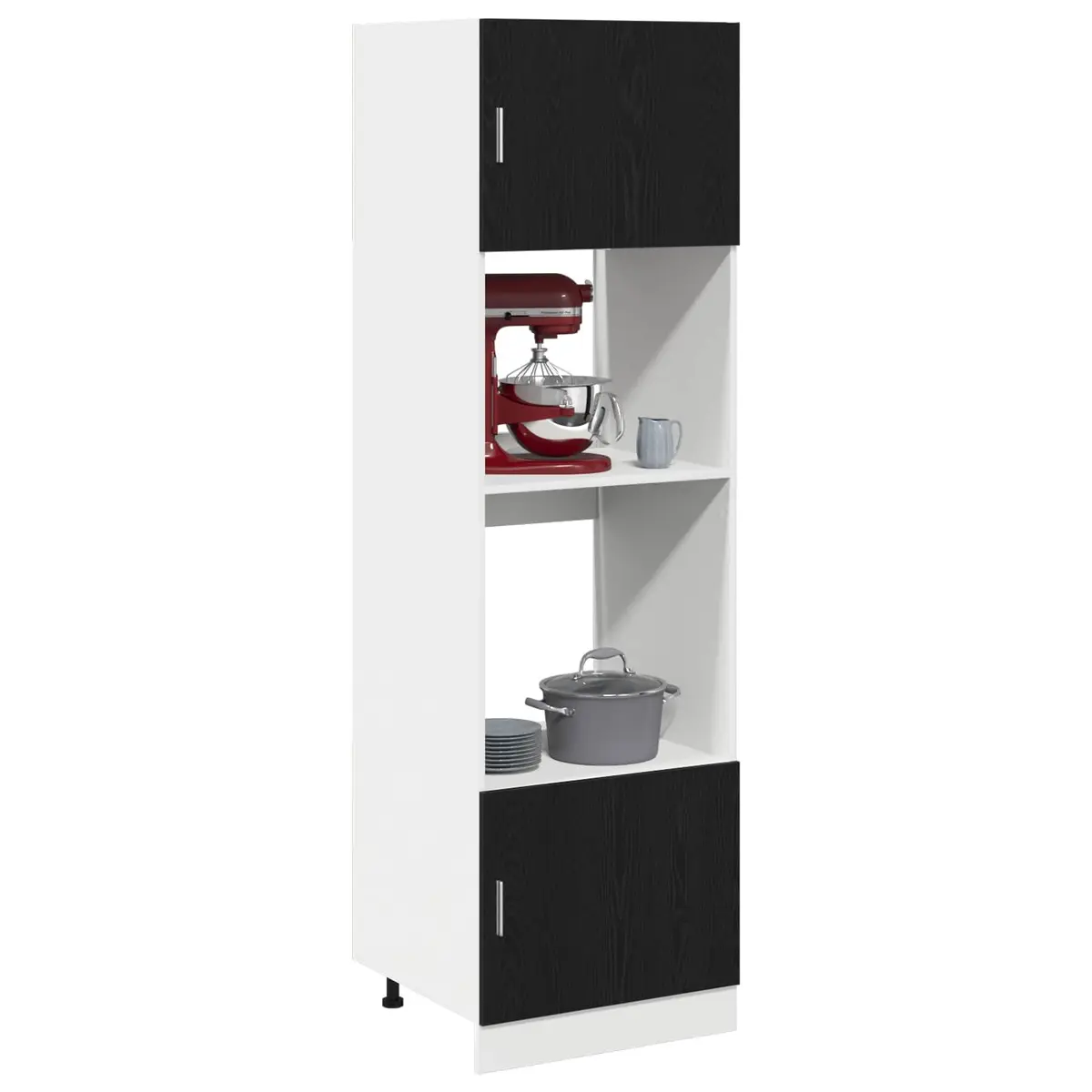 Hanging Cabinet Modern Black Oak Engineered Wood 60x57x207cm Kitchen Storage