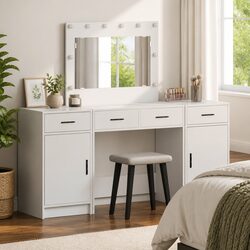 Engineered Wood Dressing Table with LED Mirror