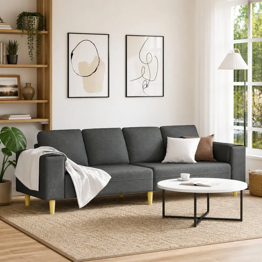 Sofa Comfort Dark Grey Polyester 250cm
