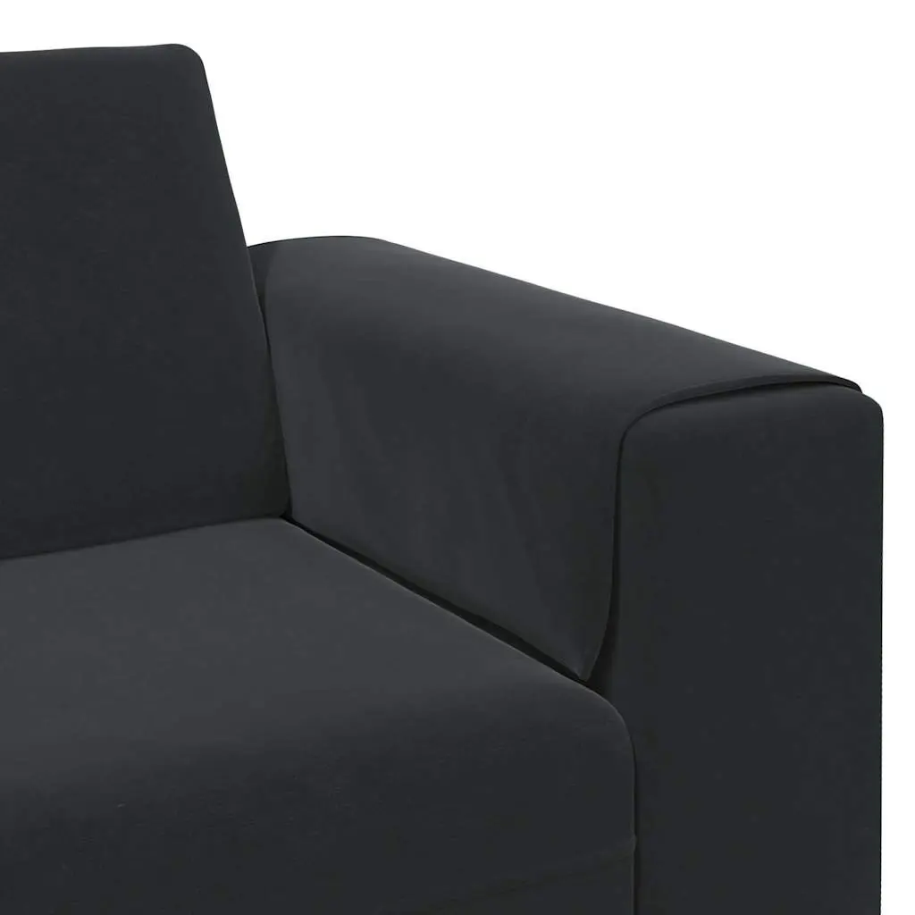 Modern Living Room Couch Black Polyester Upholstery Sofa 250 x 77 x 76 cm