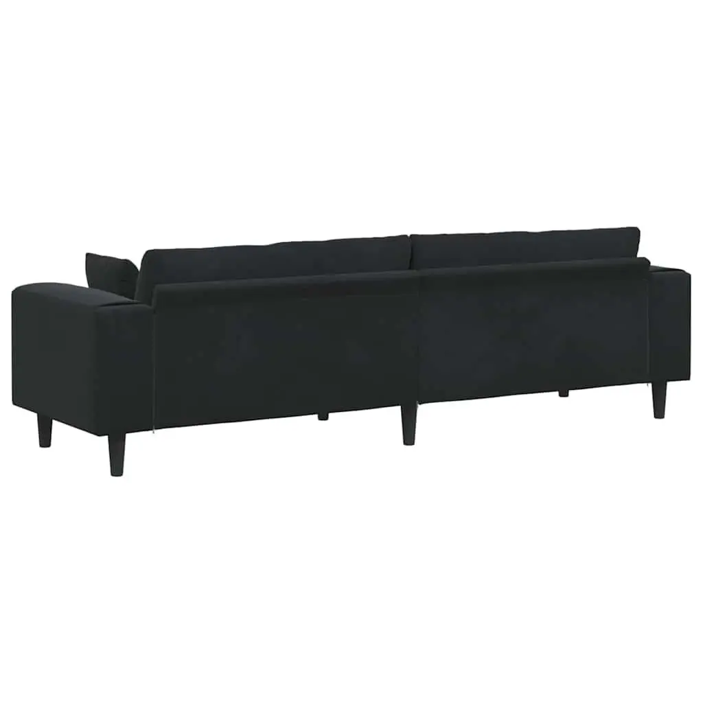 Sofa Spring Cushion Black Velvet Contemporary Living Room Furniture 250 x 77 x 76 cm