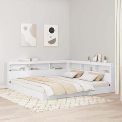 Bookcase Bed with Headboard White 180 x 200 cm Engineered Wood Frame Storage