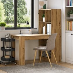 Engineered Wood Writing Desk with Shelves and Storage