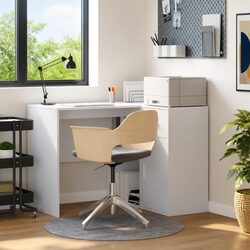 White Corner Desk with Storage Drawer, 102 x 88 x 75 cm