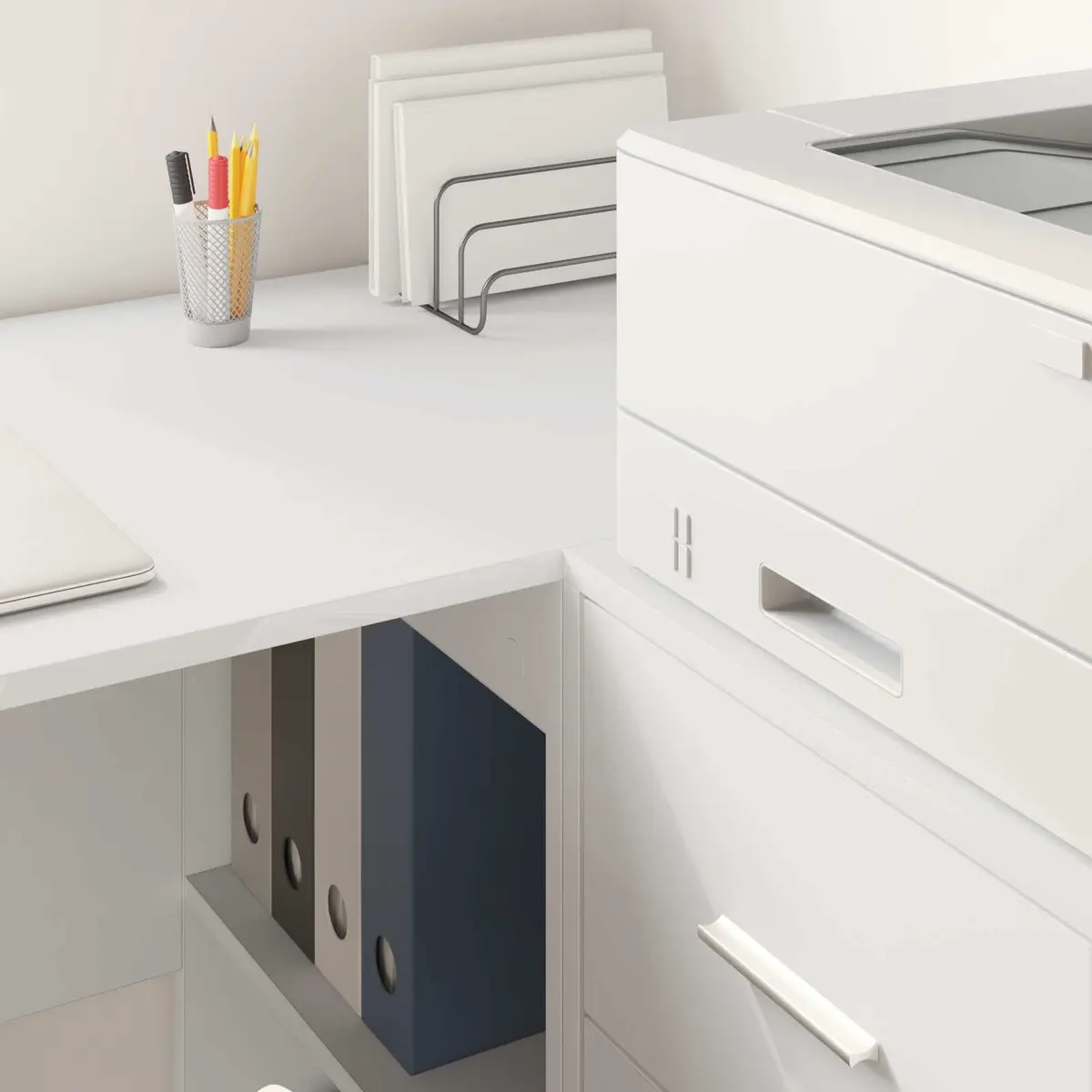 Corner Desk with Drawer Space Saving 102 x 88 x 75 cm White