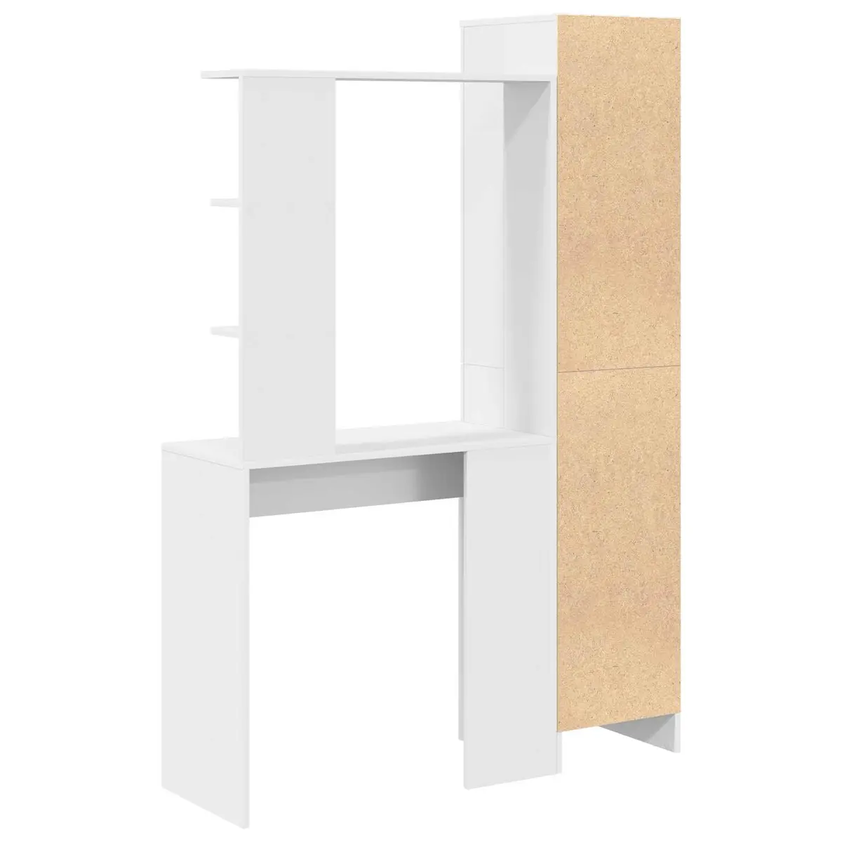 Desk with Shelves and Hinged Doors Engineered Wood White 2 Piece