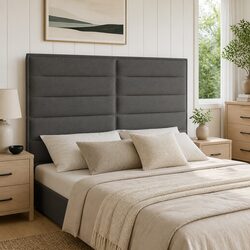 Height Adjustable Dark Grey Fabric Headboard 144 cm