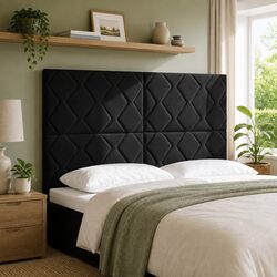 144cm Black Velvet Headboard with Adjustable Height Mechanism