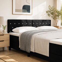 Black LED Headboard 160 cm with RGB Strip Lights, Adjustable Height
