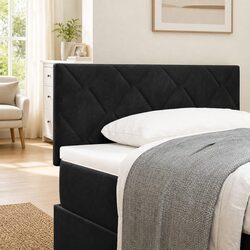 100 cm Black Upholstered LED Headboard with RGB Lighting