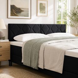 144cm Black Velvet Upholstered Headboard with RGB Lighting