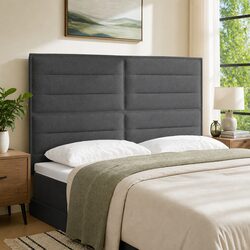 LED Headboard with RGB Strip Lights, 144cm Grey Fabric